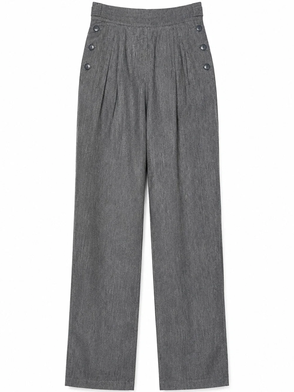 Vintage Seeler High Waist Sailor Trousers Gray Button Front EU 40